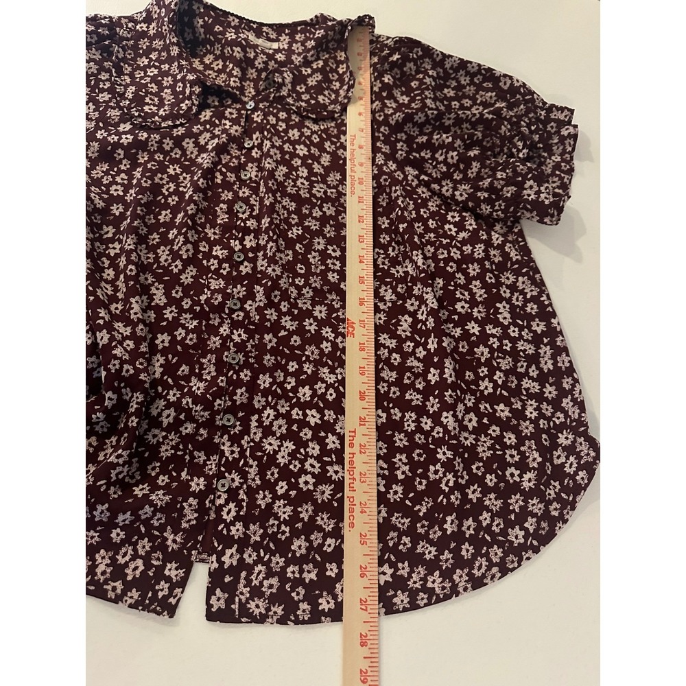 PILCRO The Keira Blouse Sz 2X Ditsy Floral Peter Pan Collar Ruffle Puff Sleeve - Picture 8 of 13
